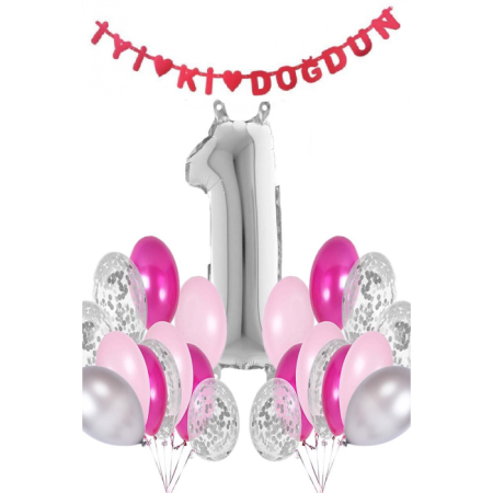 1 Yaş Gümüş Doğum Günü Balon Seti