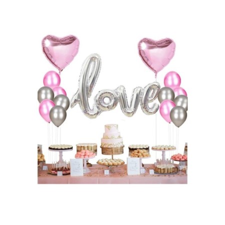 Gümüş Love Folyo Balon Seti