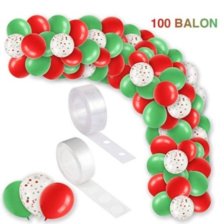 Kırmızı Yeşil Karışık Konfetili Balon Zincir Seti