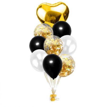 Gold Kalpli Siyah Balon Seti 10 lu