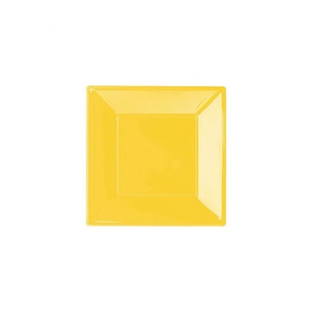 Sarı Kare Plastik Tabak 17 cm 8 li