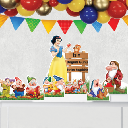 Pamuk Prenses Ve Yedi Cüceler Ayaklı Pano Seti Kişiye Özel
