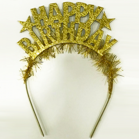 Happy Bırthday Gold Yazılı Metal Taç