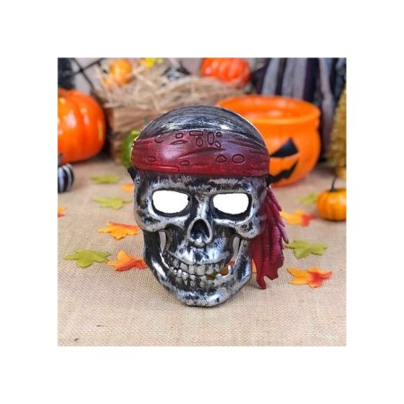 Plastik Korsan Maskesi Halloween Kurukafa Gri