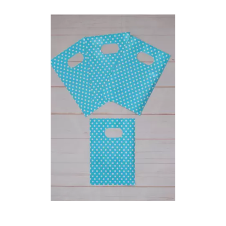 El Geçme Poşet Mavi Beyaz Puantiyeli 17x25 cm