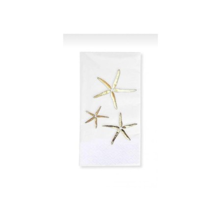 Gümüş Yaldızlı Beyaz Deniz Yıldızı Cepli Aır Touch Peçete 12 lı 40x40