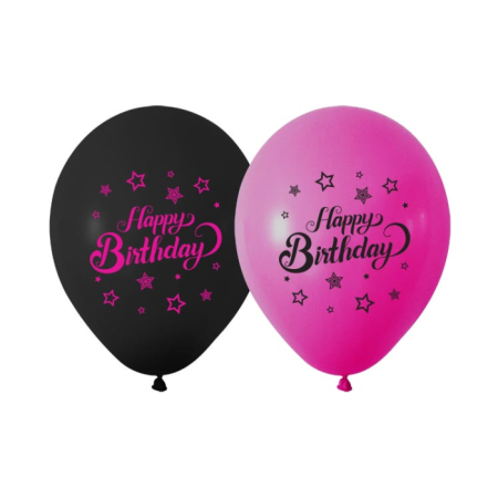 Pınk Stars Happy Bırthday Baskılı Balon