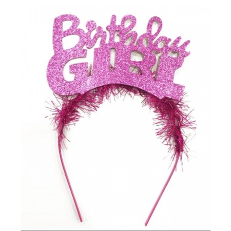 Bırthday Gırl Pembe Yazılı Metal Taç