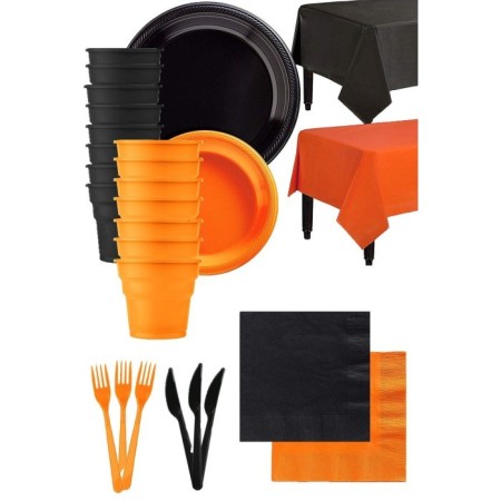 Siyah Turuncu Sofra Seti 50 Kişilik