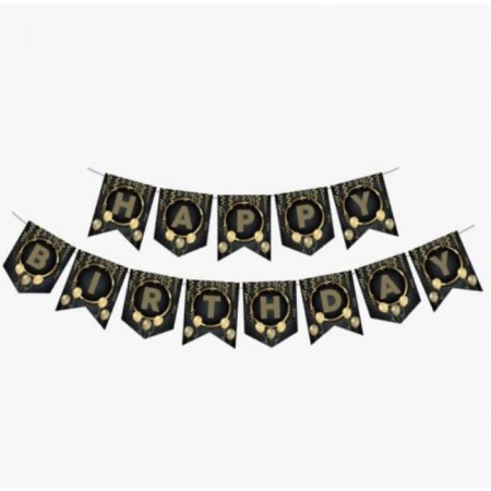 Siyah Gold Happy Bırthday Banner