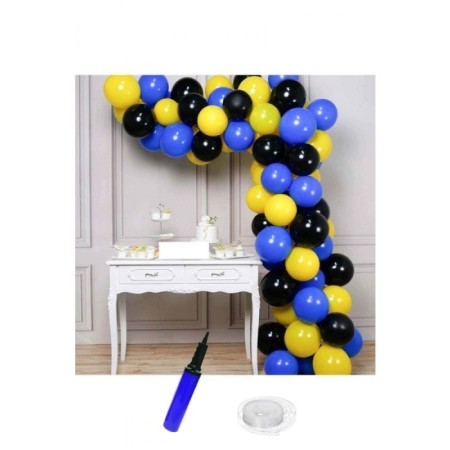 Doğum Günü Siyah Sarı Lacivert Balon Zinciri 63 Parça