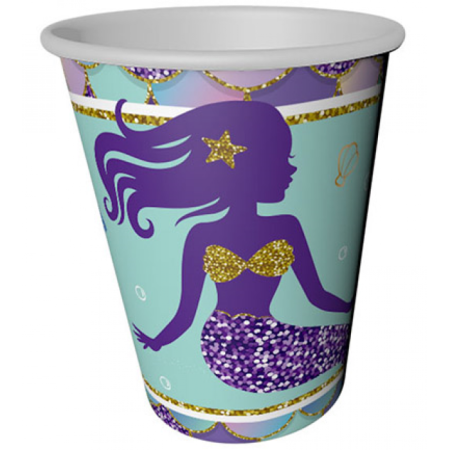 Deniz Kızı Pırıltılı Karton Bardak 8 li