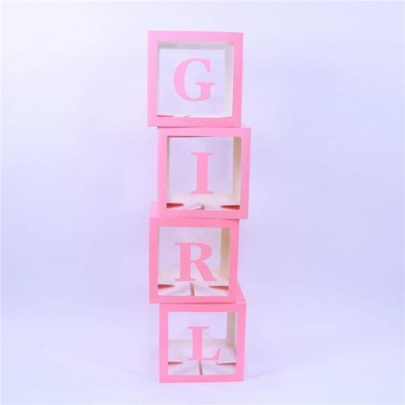 Şeffaf Kutu Gırl Yazılı Pembe Harf Pembe  25 cm 