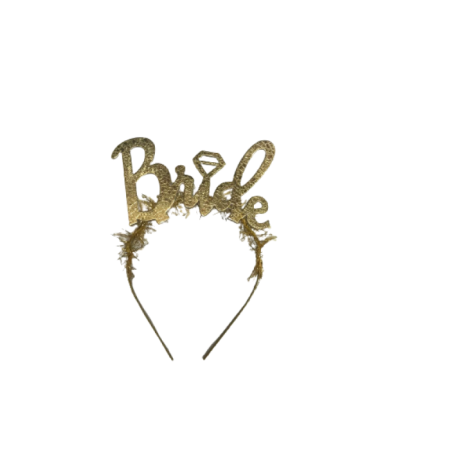 Bride Gold Yazılı Metal Taç