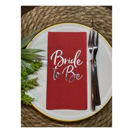 Gümüş Yaldızlı Kırmızı Bride To Be Peçete 16 lı