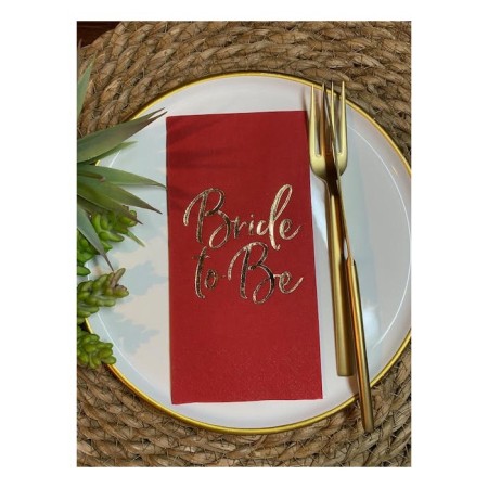 Gold Yaldızlı Kırmızı Bride To Be Peçete 16 lı