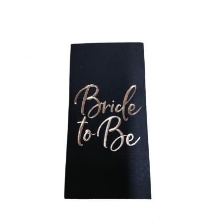 Rose Gold Yaldızlı Siyah Bride To Be Peçete 16 lı
