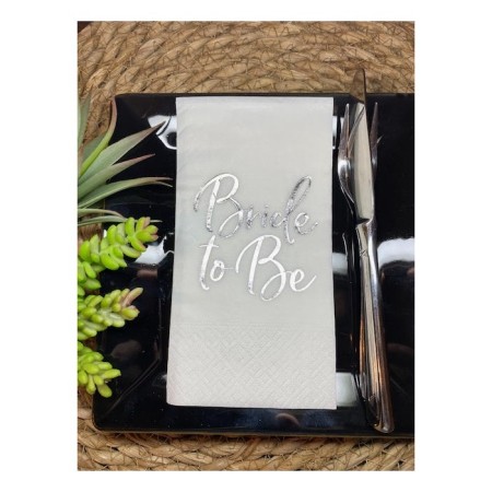 Gümüş Yaldızlı Beyaz Bride To Be Peçete 16 lı