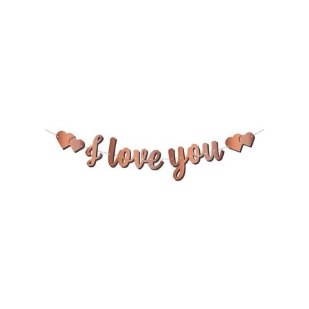 I Love You Kaligrafi Banner Rose Gold