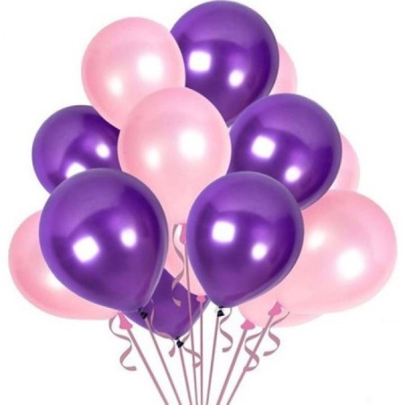 50 Adet Metalik Pembe Mor Balon 2 Renk