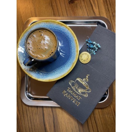 Gold Yaldızlı Siyah Mühürlü Damat Kahvesi Cepli Peçete