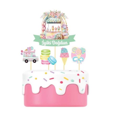 Makaron Yaz Teması Pasta Süsü Kürdan 5 li