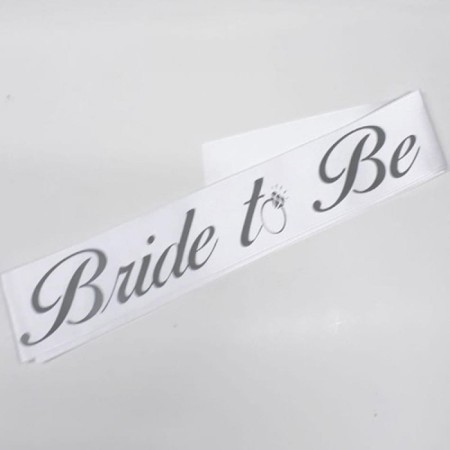 Bride To Be Gümüş Yazılı Beyaz Kuşak