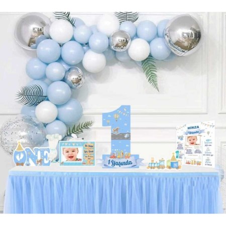 1 Yaş Mavi Ayaklı Pano Seti Kişiye Özel