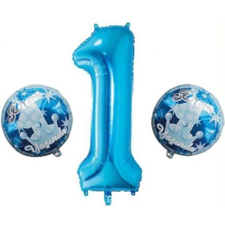 1 Yaş Mavi 3 lü Folyo Balon