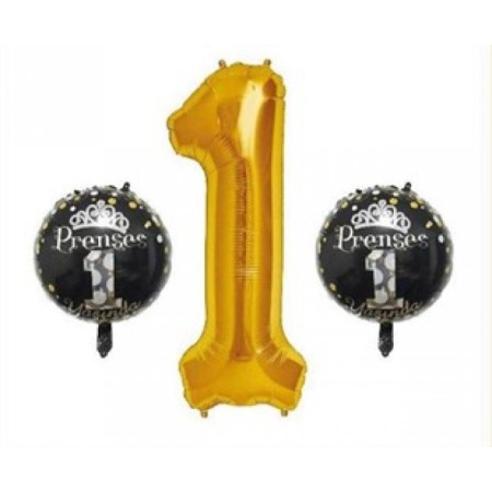 1 Yaş Gold Prenses 3 lü Folyo Balon