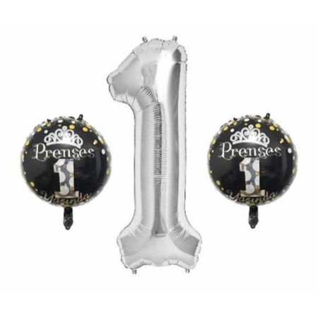 1 Yaş Gümüş Prenses 3 lü Folyo Balon