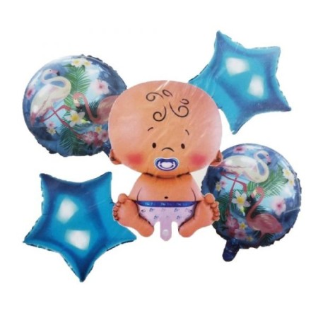 Erkek Bebek Beşli Folyo Balon Seti