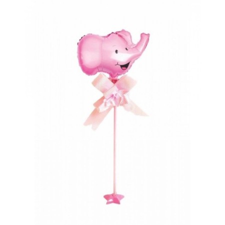 Çubuklu Masa Üstü Pembe Fil Folyo Balon