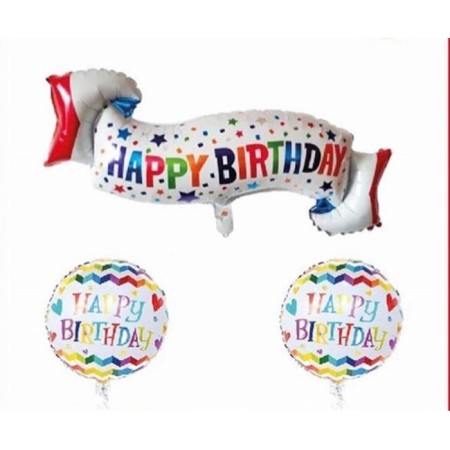 3 lü Happy Bırthday Yazılı Folyo Balon