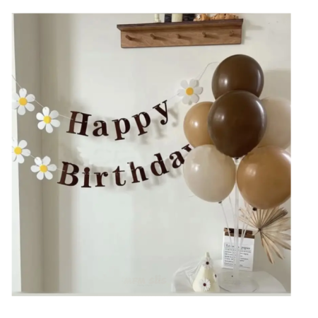 Papatya Partisi Happy Bırthday Siyah Banner Seti