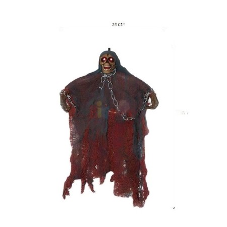 Halloween İskelet Korkuluk Işıklı Sesli 30 Cm Kahverengi