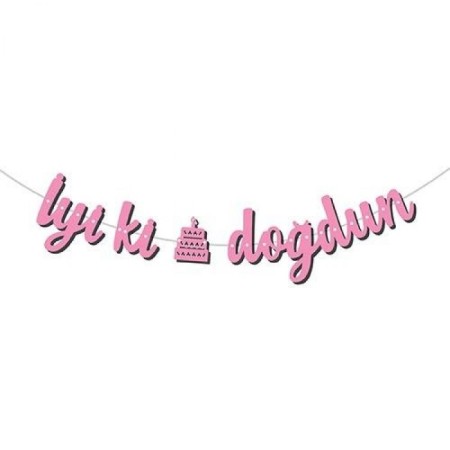 İyi Ki Doğdun Kaligrafi Banner Pembe