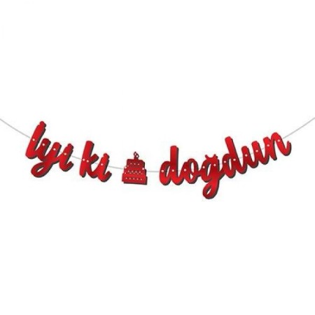 İyi Ki Doğdun Kaligrafi Banner Kırmızı