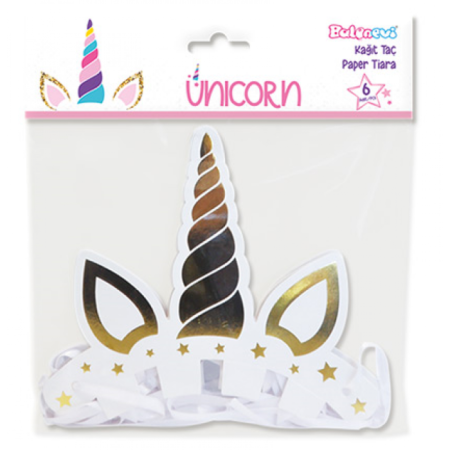 Unicorn Temalı Karton Taç Gold 6 lı