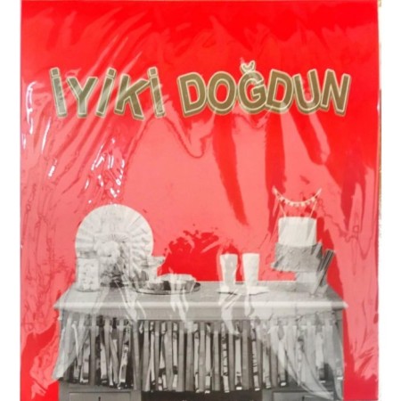 Kırmızı Gümüş İyi ki Doğdun Banner