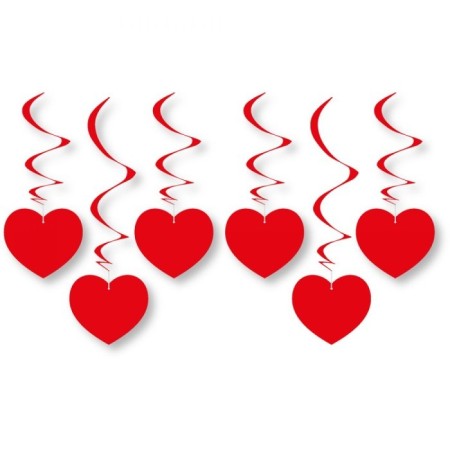 6 lı Tavan Süsü Kalp Kırmızı 