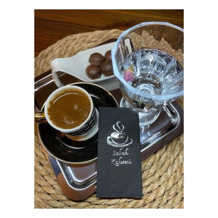 Gümüş Yaldızlı Siyah Sabah Kahvesi Peçete 6x12 cm