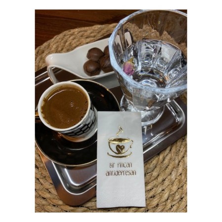 Gold Yaldızlı Beyaz Bi Fincan Antidepresan Peçete 6x12 cm