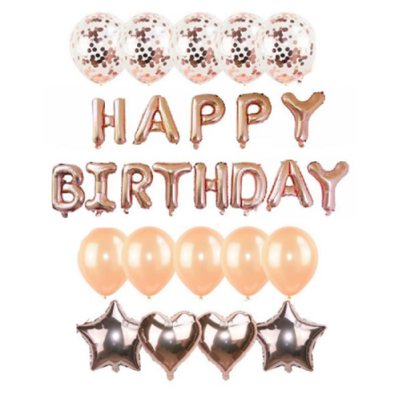 Happy Bırthday Rose Gold Balon Seti