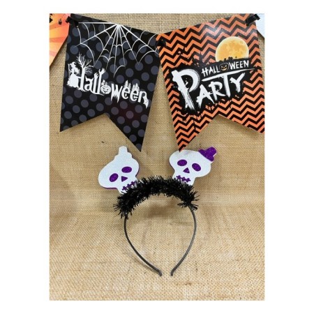 Halloween Taç Kuru Kafa Mor Beyaz Parlak