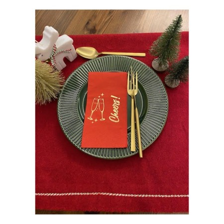 Gold Yaldızlı Kırmızı Yılbaşı Cheers Peçete 16 lı
