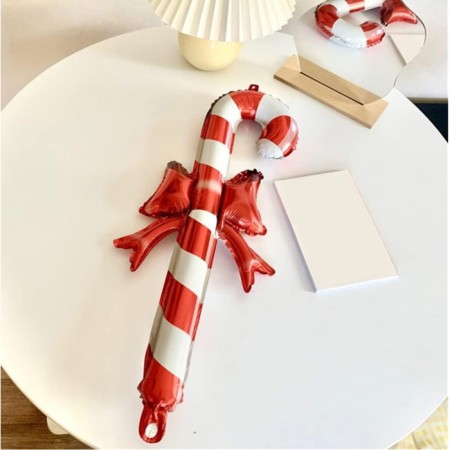 Kurdeleli Baston Şeker Folyo Balon 57x29,5 cm