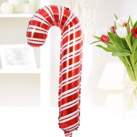 Baston Şeker Kırmızı Folyo Balon 80x36 cm