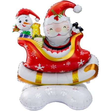 Ayaklı Kızak Noel Baba Folyo Balon 112x95 cm