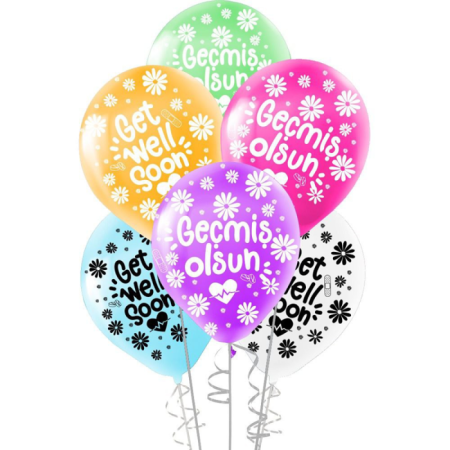 Geçmiş Olsun Baskılı Balon 10 Adet